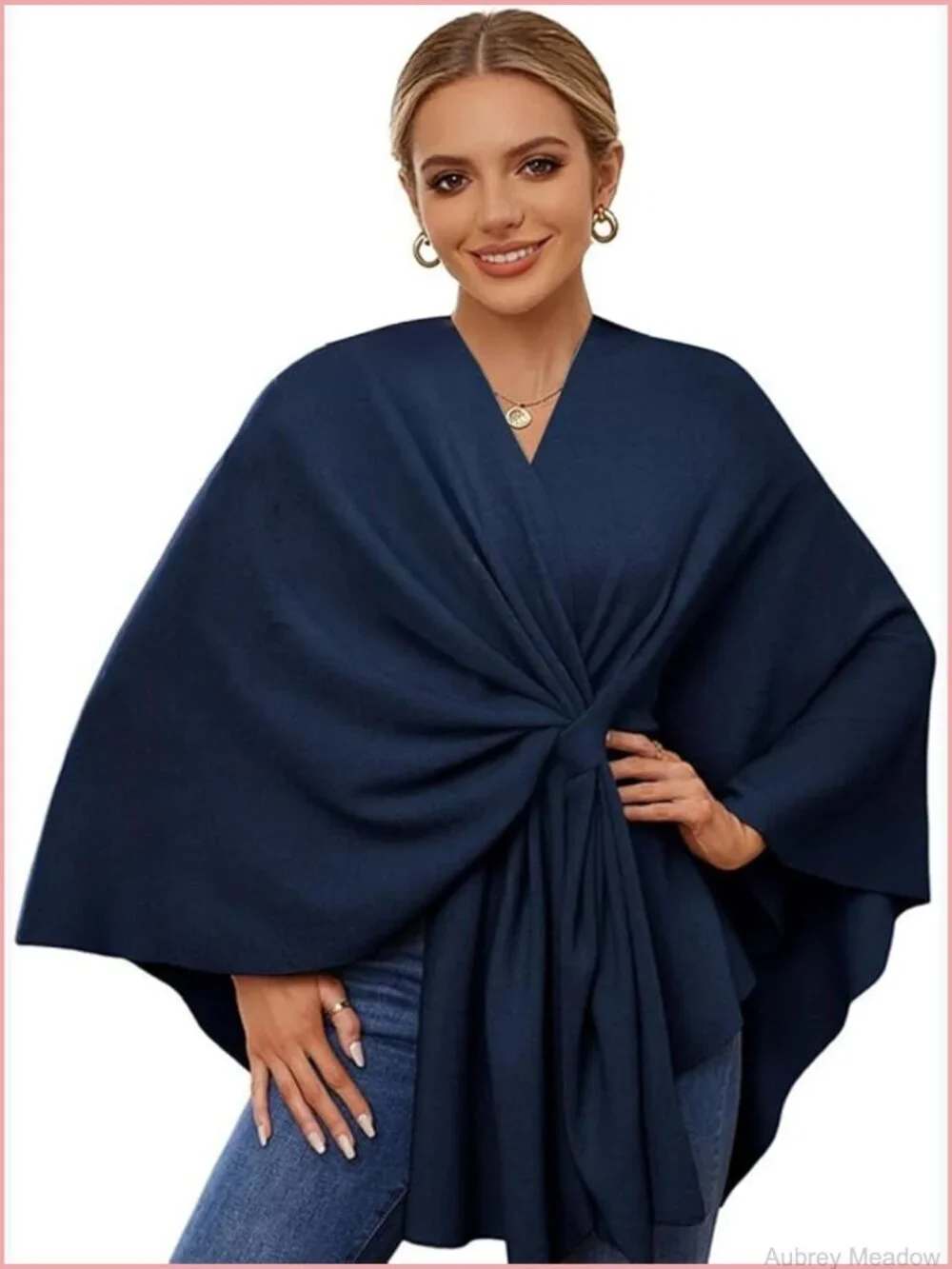 Oversized Open Front Cape Poncho Cardigan Sweater Wrap Shawl
